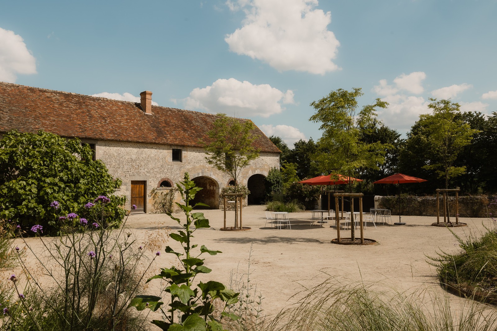 The courtyard and stone buildings of the estate